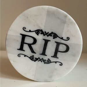R.I.P NEW White Marble Coasters 4" Round, halloween Coaster Set, Round Coasters